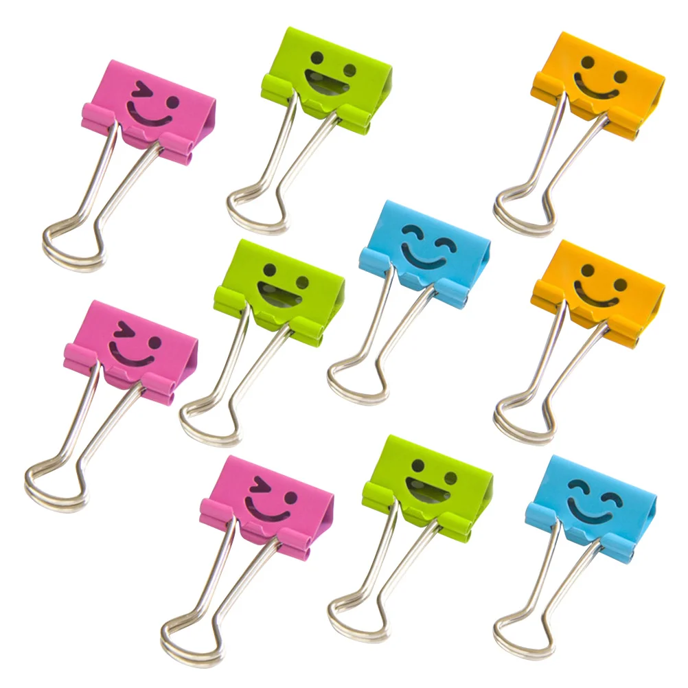 

10PCS Smile Face Design Metal Office Paper Clip Paper Clamp Clips Dovetail Design Clamps for School Office (Random Color) -
