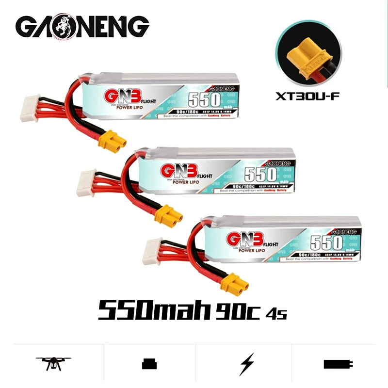 

Аккумулятор GAONENG GNB LiPo 4S 14,8 в 550 мАч 90C/180C для радиоуправляемого гоночного дрона FPV, аксессуары для радиоуправляемого мультикоптера со штепсельной вилкой