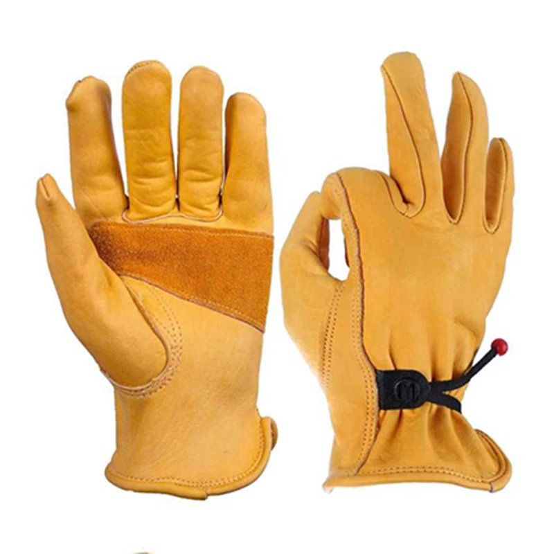 1 Pairs Work Gloves Cowhide Leather Workers Work Welding Safety Protection Garden Sports Motorcycle Driver Wear-resistant Gloves work gloves protective gloves gardening gloves