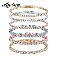 Bracelet tennis en argent sterling 925 plaqué or rose, serti de cristaux étincelants en zircone cubique, bijoux de luxe pour femmes, style hip-hop, cadeau surprise 1