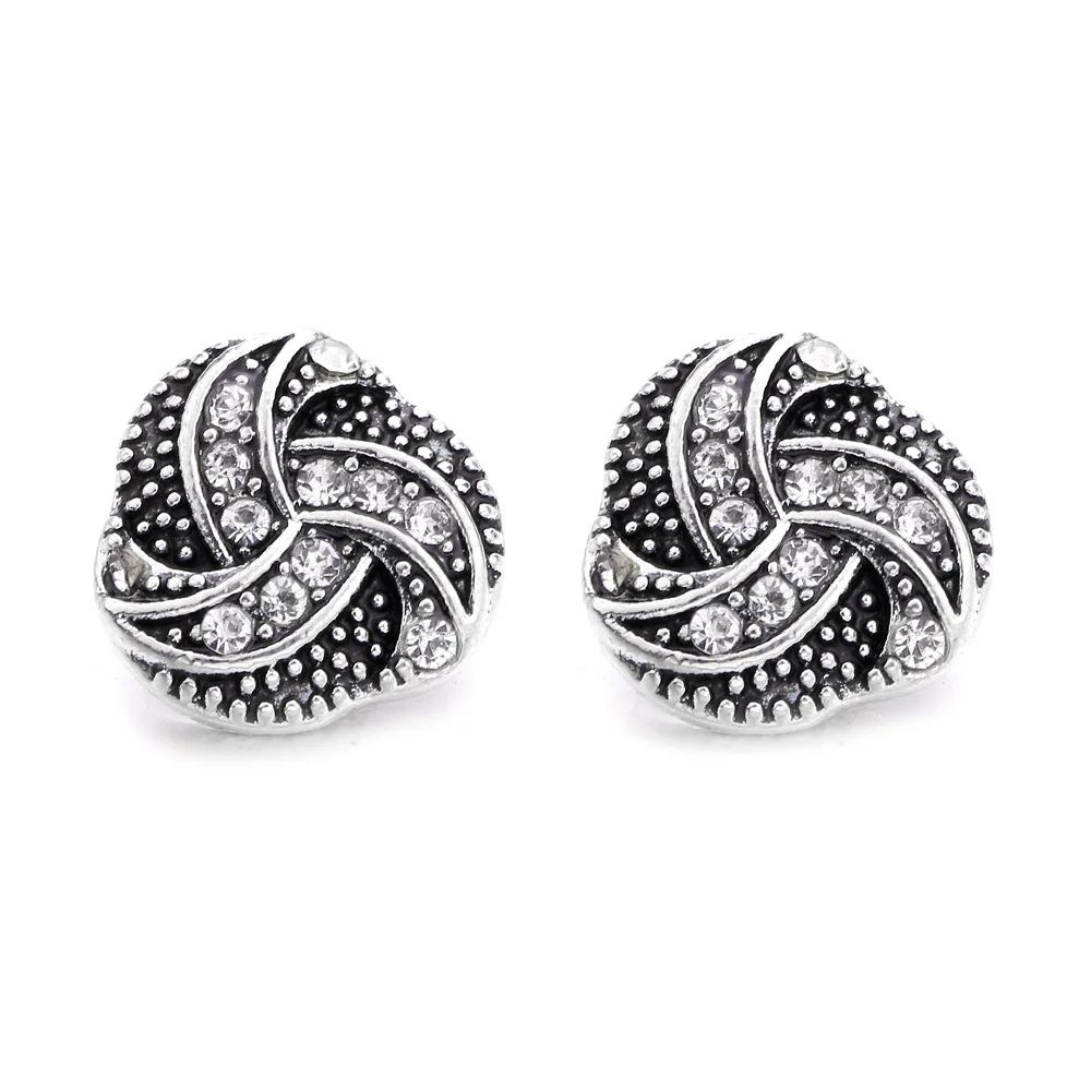 30pcs Vintage Style 12mm Snap Button Jewelry Charms Rhinestones Metal Snap Fit Snap Bracelet Necklace