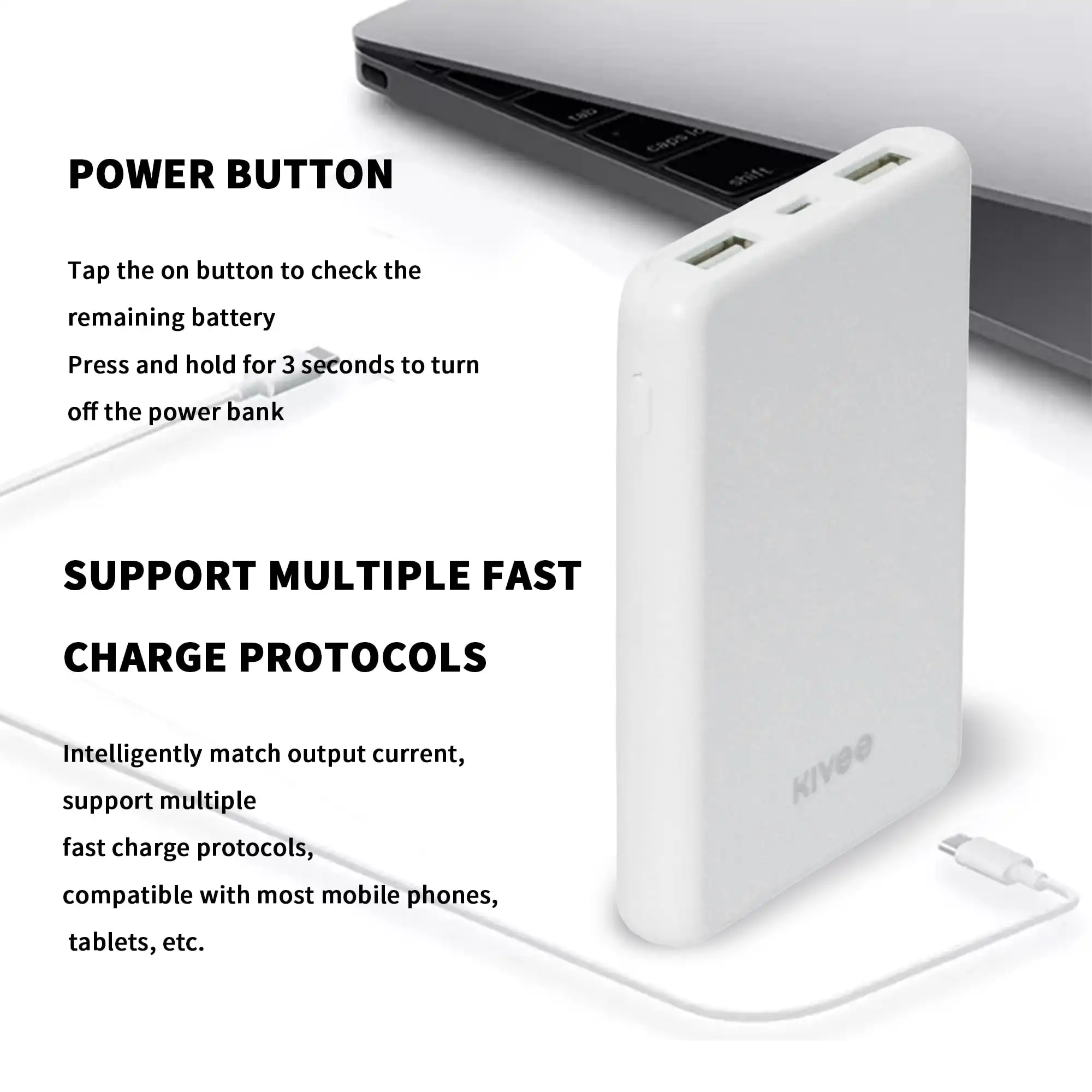Phone Power Bank, Dual USB Compatible with phone, 5000mAh, Type C