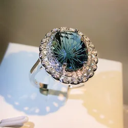 Elegant Blue Topaz Sterling Silver Ring for Women - Zirconia - Embellished Engagement and Wedding Jewelry (Blue)
