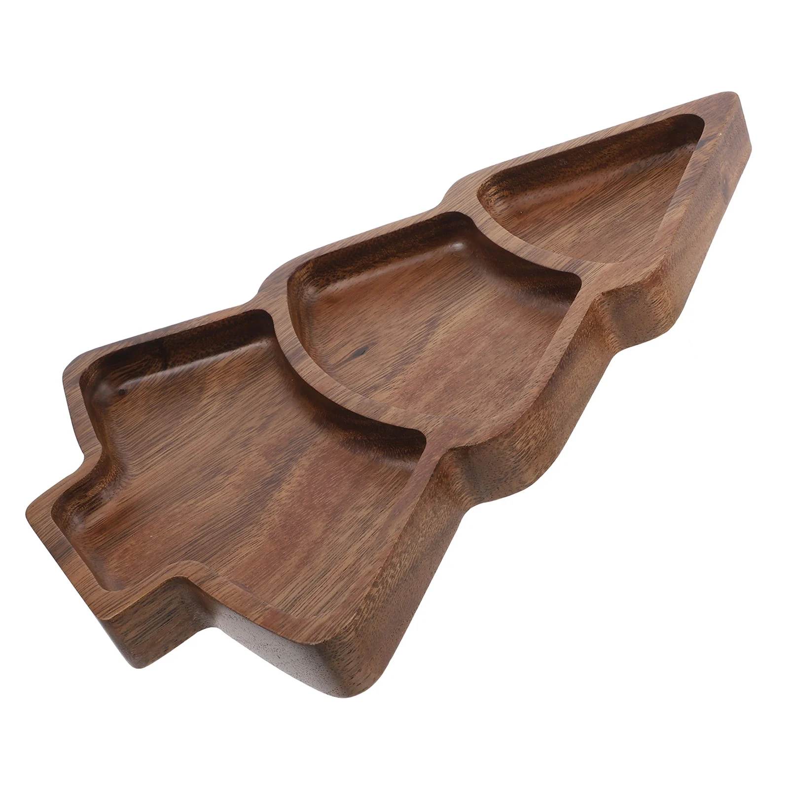 Christmas Tree Wooden Divided Dinner Plate Serving Tray Cheese Board Breakfast Platter Snack Dish Dried Fruit Platter Holiday