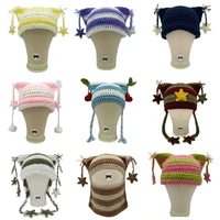 Adults Teens Handmade Cat Ear Shape Knitted Hat Fluffy Winter Warmer Cycling Hat 1