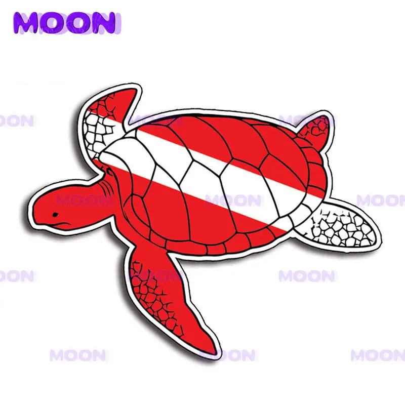 

For Sea Turtle Scuba Diving Down Sticker Diver Decal Dive Graphic Car Truck Flag Waterproof Car Sticker