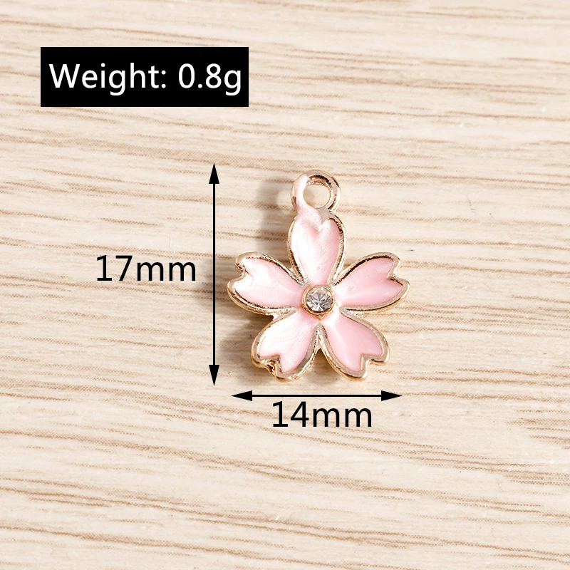 Tusember 10 Stück zufällig gemischte niedliche Anhänger aus Emaille mit bunten Blumen und Creme-Anhängern für Ohrringe, Armbänder, Halsketten, DIY-Schmuck – Detail 14