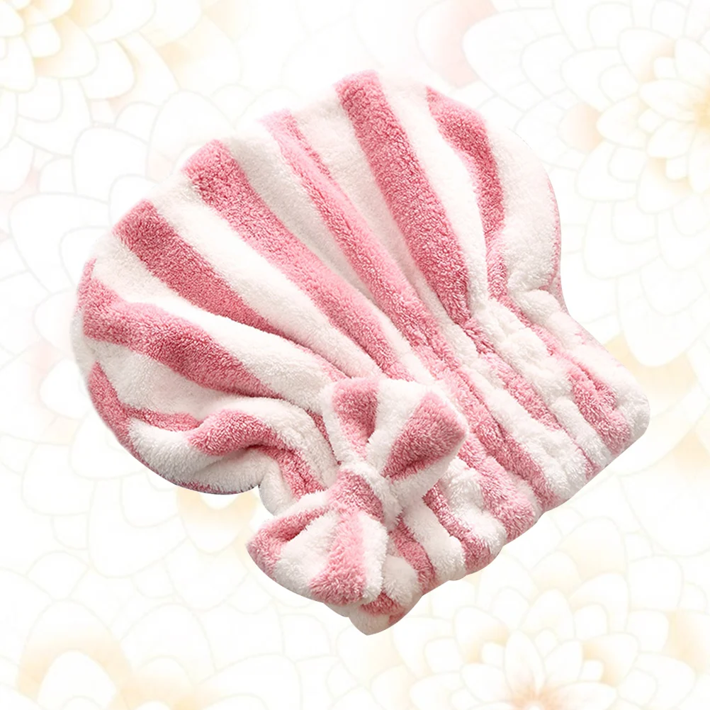 

Hair Drying Towel Stripes Bowknot Hair Towel Absorbent Cap Towels for Bathroom ( )