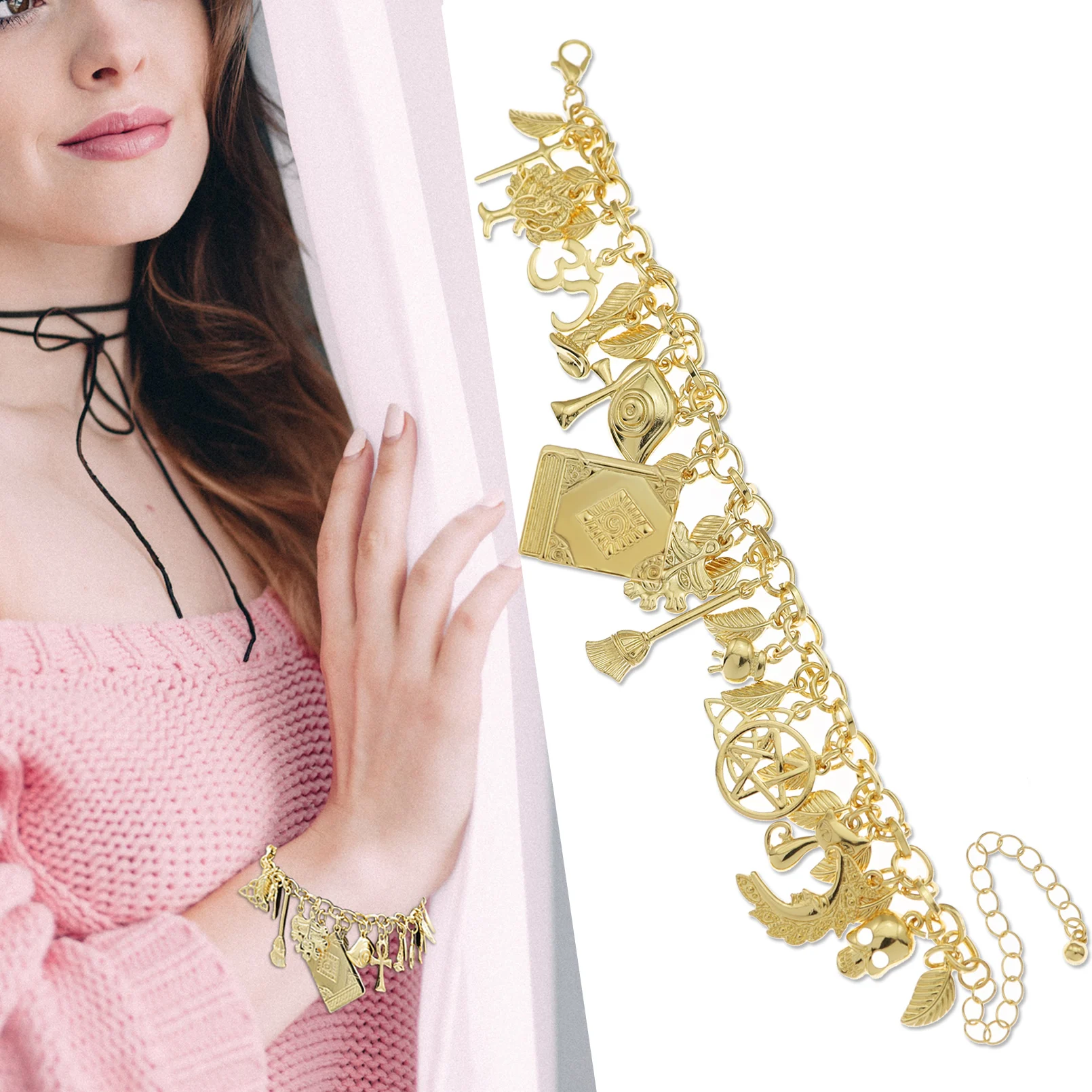 Women's Mythology Fairytale Bracelets Beads Charms Mermaid Seahorse Link Chain Crystal Bangle Armband Aesthetic Jewelry Vintage bracelet jewelry
