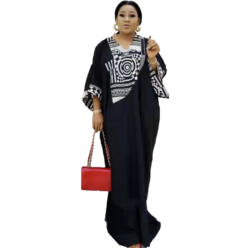 

Red Yellow African Dresses for Women Spring Autumn African Women Linen Printing Long Dress African Clothes Women