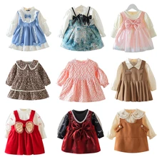 Robe de printemps pour bébés filles, vêtements à la mode, Style nœud, tenue rouge à manches longues, pour enfants, livraison gratuite