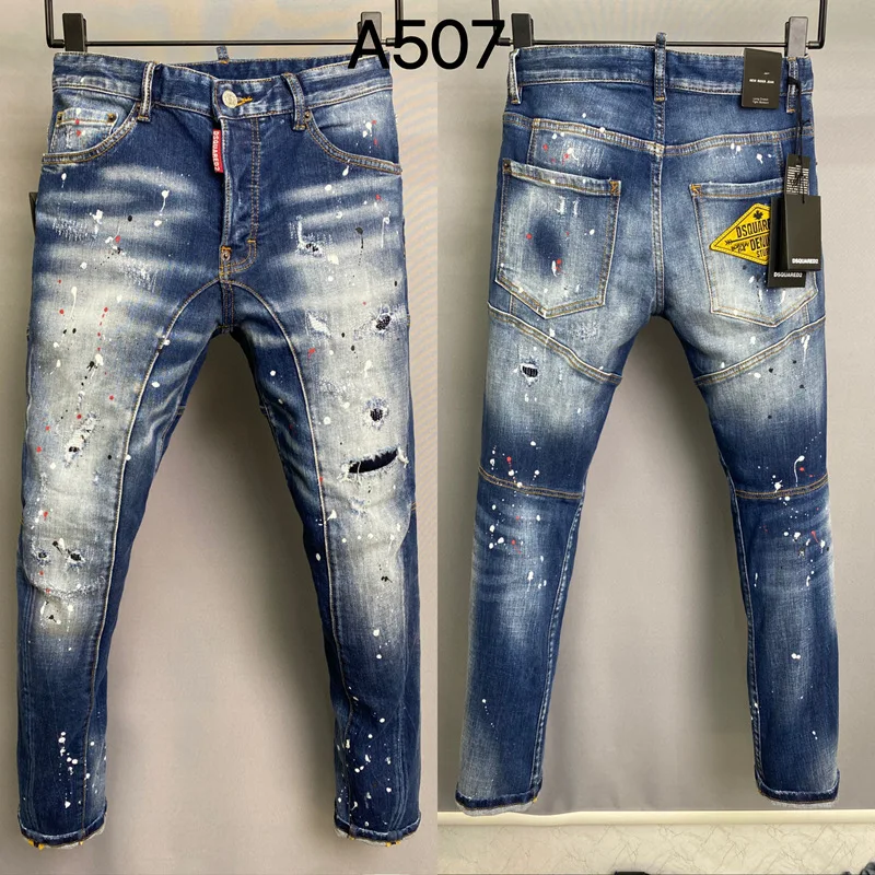 

Конусная технология окрашивания распылением типа A507 2023D2, технология сращивания дыр в мужских джинсовых брюках, квадратные поперечные джинсы