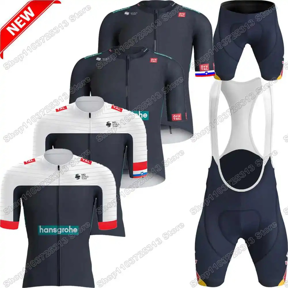 Team Hansgrohe Cycling Jersey France Tour Set Slovenia Champion Primož Roglič Clothing Men Road Bike Shirt Suit Bib Shorts cycling jersey cycling shirt cycling suit cycling jersey set