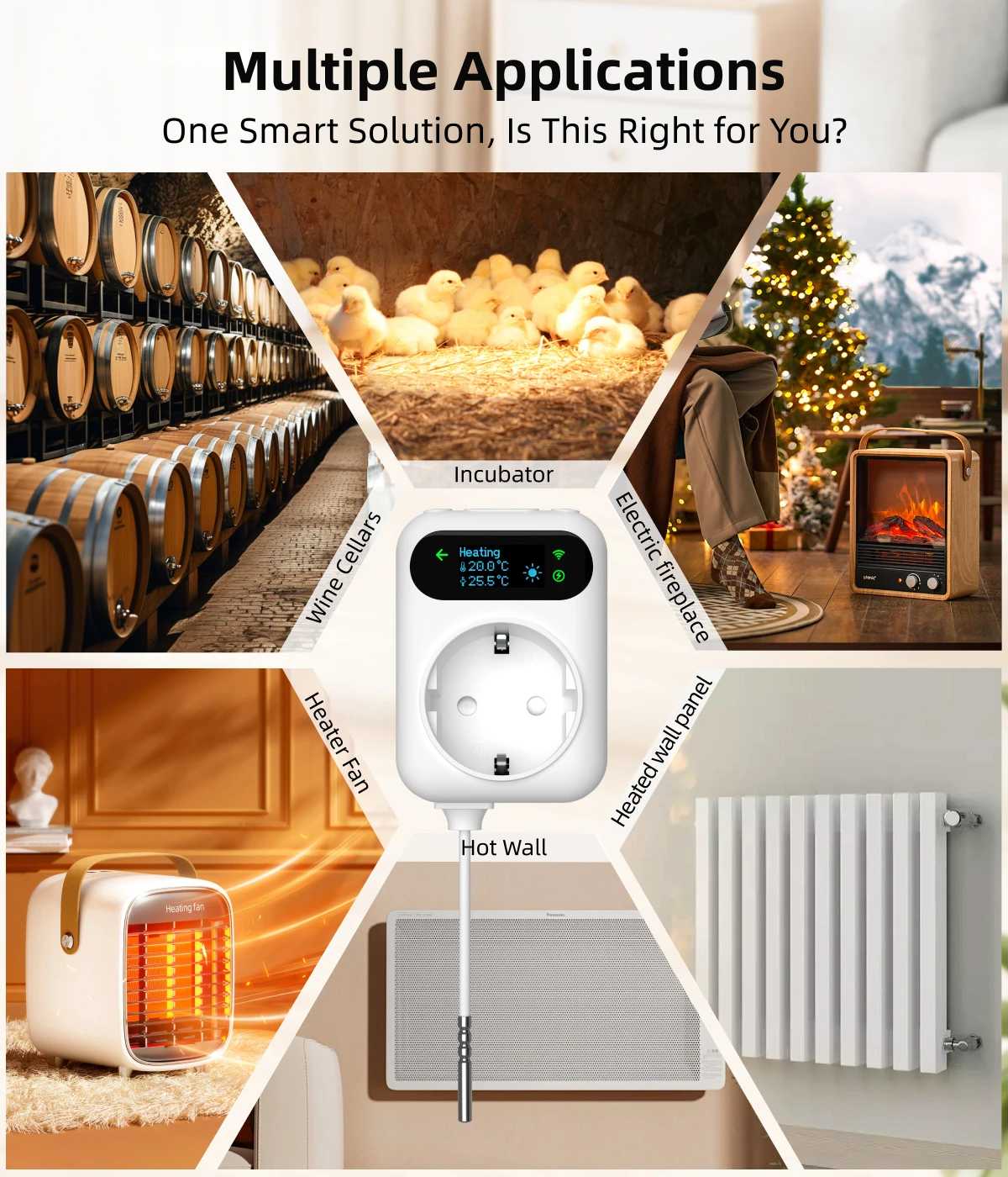 16A Tuya Wifi Smart Plug Digital Thermostat Socket Outlet Power Monitor Wireless