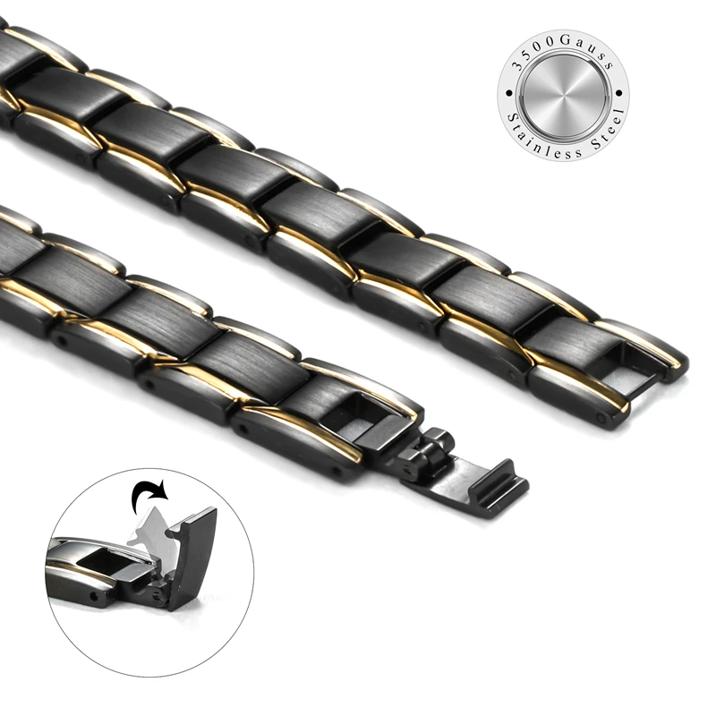 Stylish Magnetic Therapy Bracelet for Men Effective Pain Relief 109 Pcs Energy Germanium Bangle 316L Stainless Steel Jewelry