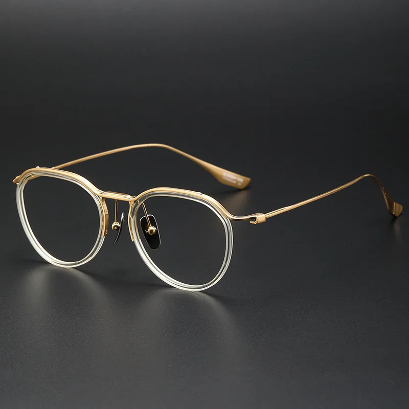 Japanese Design Pure Titanium Glasses Frame Men HalfRim Irregular