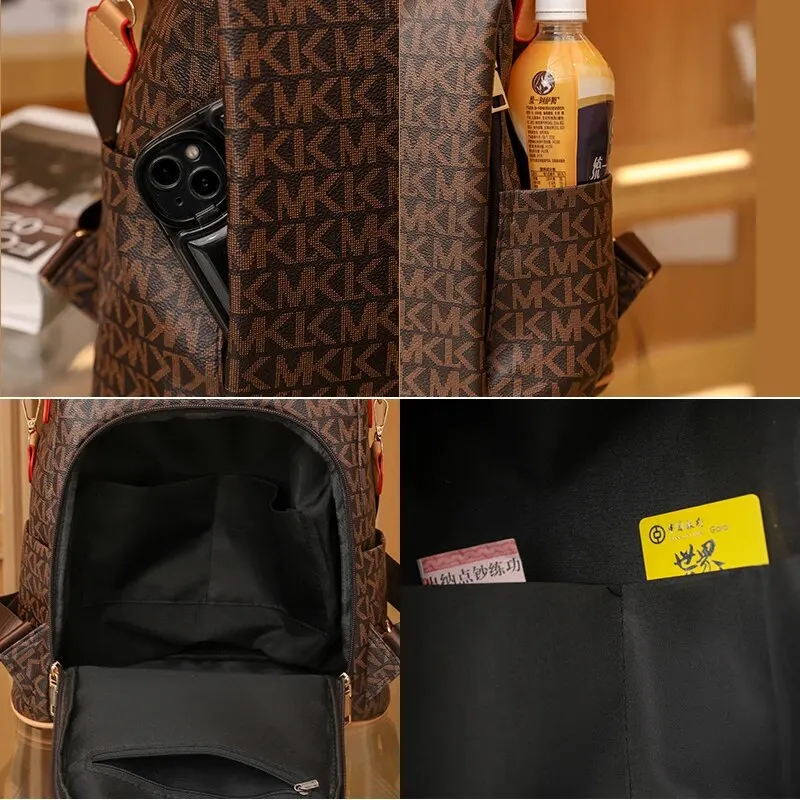 2024 New Large Capacity Anti Theft Backpacks Fashion Printed PVC Backpack Mommy Travel Bags Women's Brand Designer School Bags