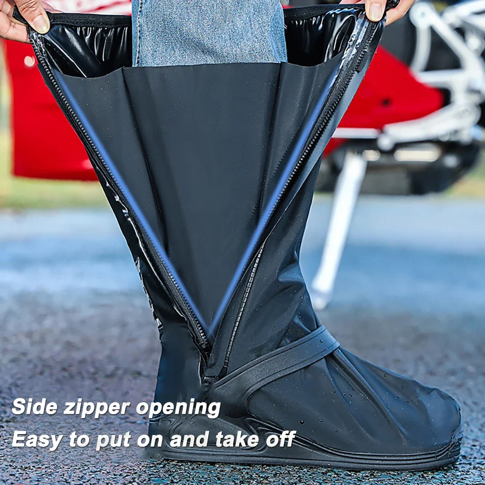 Unisex Waterproof Wear-resistant High-tube Motorcycle Rain Boot Covers Outdoor Travel Rain Shoe Covers Motocross Riding Sport