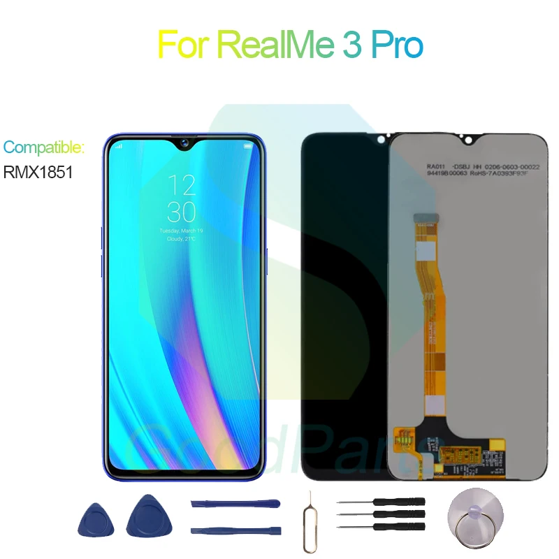 

ЖК-дисплей для RealMe 3 Pro, экран 6,3 дюйма RMX1851 для RealMe 3 Pro, сенсорный дигитайзер в сборе, замена
