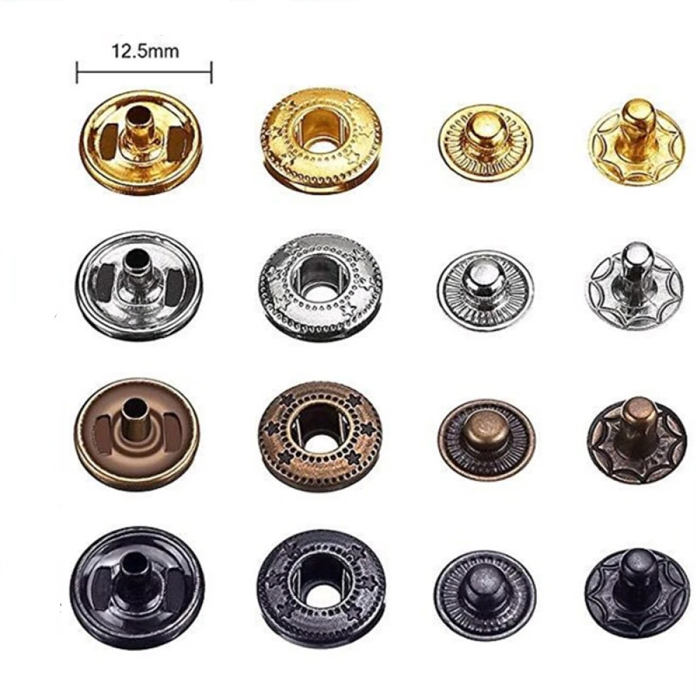 120sets Leather Snap Press Button Fasteners Kit 12.5mm Metal Heavy Duty  Snaps Black, Gold,Silver,Bronze With Install Tool - AliExpress