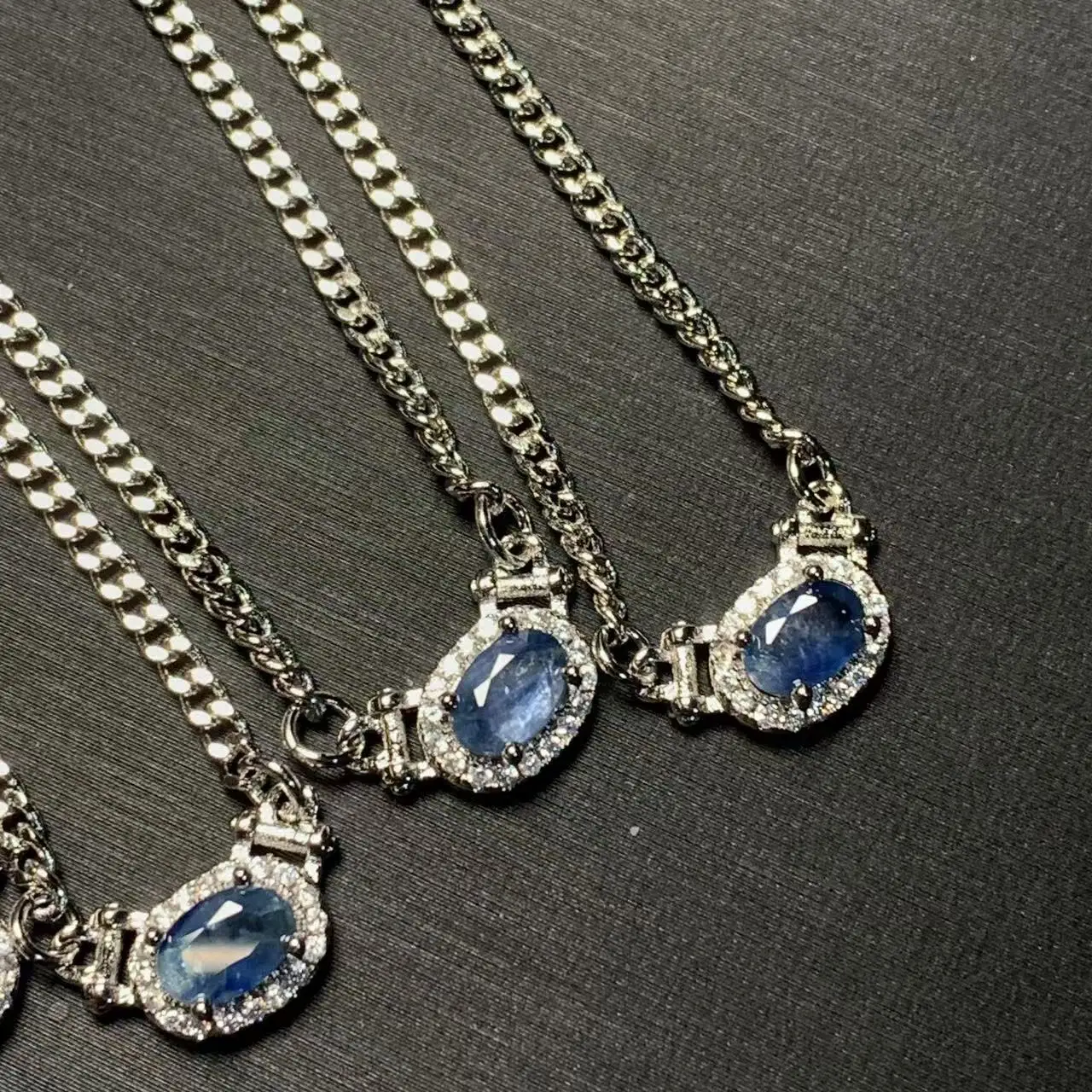 HEYYA STONE Oval Natural Sapphire Pendant Necklace For Women stainless steel Simple Fine Jewelry Gemstone Classic Style pendant necklace
