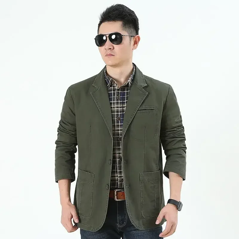 New Autumn winter suit Men fashion jacket Casual Blazers Cotton Denim Parka Men's loose Jackets male Big Size wear X37