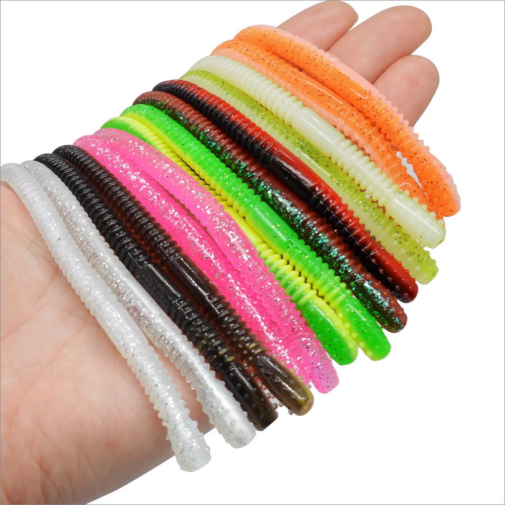 Angelköder Simulation Regenwurm Weichköder 10cm 3,6g Nudelwurm PVC Künstliche Köder Set 10 Stück ANGEBOT
