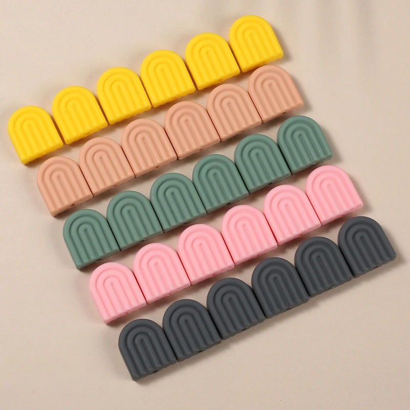Teething toys silicone teething toys baby teething toys silicone beads silicone teething beads 10Pcs 17x20mm Teether Rainbow Beads Food Grade Silicone Beads For BPA Free Nursing Accessory DIY Baby Pacifier Chain Necklace