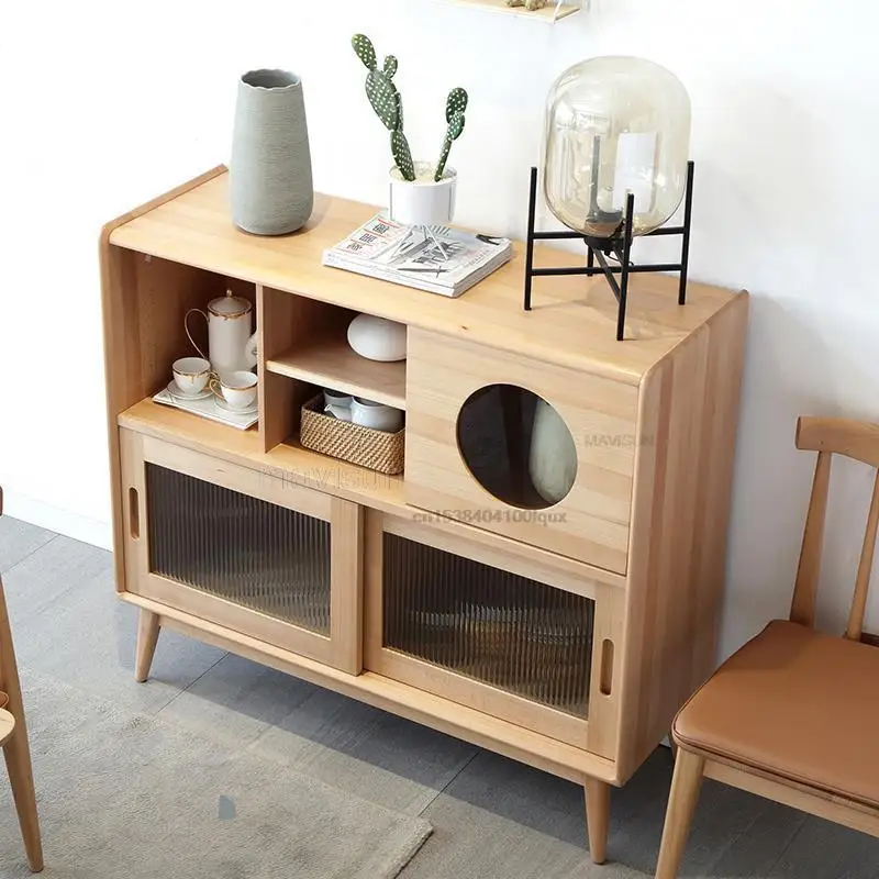 Japanese Style Living Room Tea Cabinet Modern Minimalist Kitchen Small Storage Sideboard Buffet Cabinet Dining Room Furniture