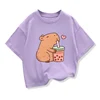 Capybara Kids Clothing Tees Summer Printed Cartoon Fashion Short Sleeve Girls T-shirt Popular Design Children's T Shirts O-neck 4