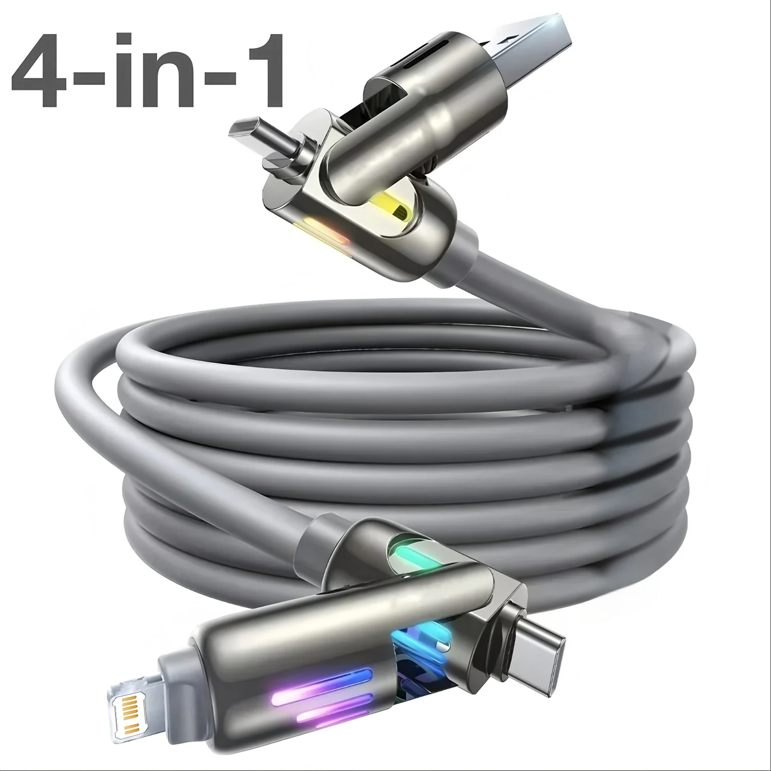 รูปสินค้า สายชาร์จ USB Type-C 4-in-1 ชาร์จเร็ว 240W สำหรับ iPhone Huawei Samsung Xiaomi