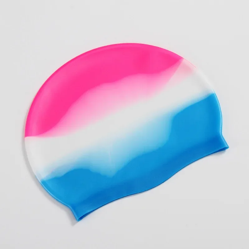 New Color Block Silicone Adult Waterproof Swimming Cap Dry Hair Swim Cap for Men Women Protect Ear Swim Hat Swimming Accessories 5