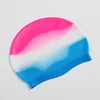 New Color Block Silicone Adult Waterproof Swimming Cap Dry Hair Swim Cap for Men Women Protect Ear Swim Hat Swimming Accessories 5