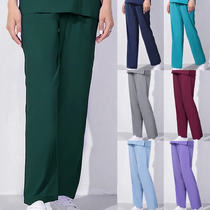 Nurse Uniform Suits S-2XL 10Colors Stretch Edge Nurse Uniform Pants Comfortable Breathable Casual Doctor Dental Clinic SPA Care Scrub Working Wear