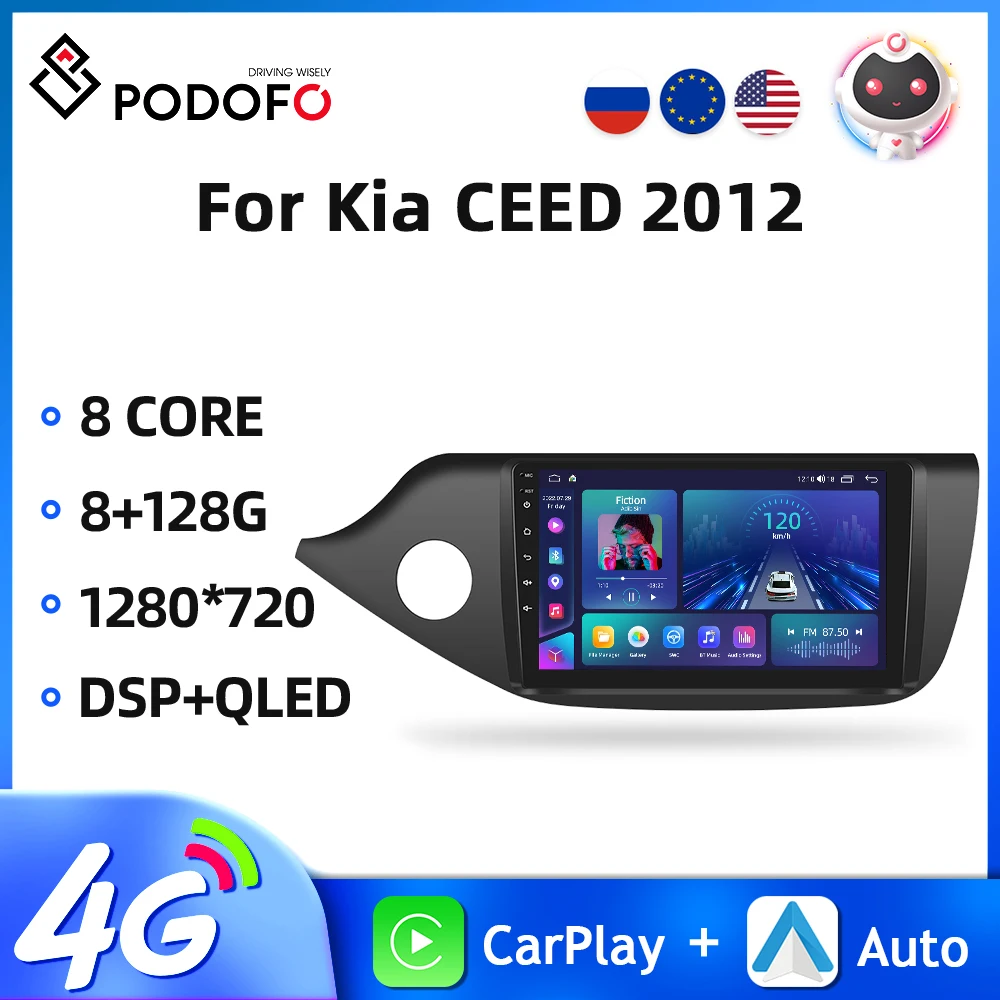 

Podofo Android Car Radio For Kia CEED 2012 Multimedia Video Player GPS Navigation AI Voice 4G Carplay 2din Autoradio 8+128G DSP