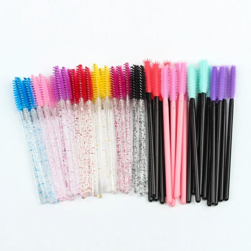 HOT 5/25/50pcs Mascara Wands Applicator Cosmetics Eyelash Brush Comb Crystal Eyelash Brushes Makeup Beauty Wholesale Eye Brush