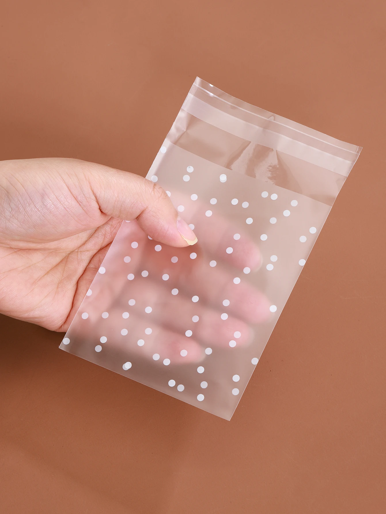 100pcs Plastic Transparent Packaging Cellophane Bags White Snowflake Dot Gift Bag DIY Self Adhesive Candy Cookie Pouch for Party