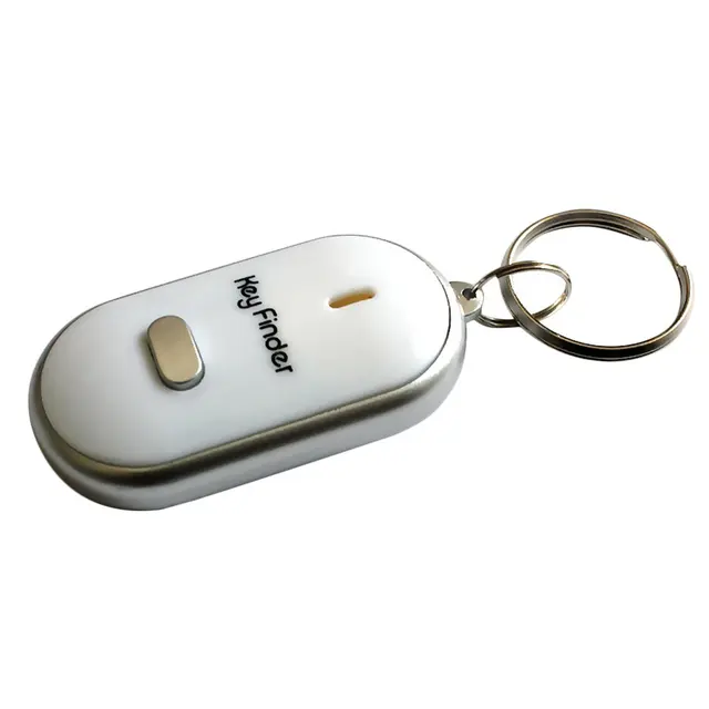 Smart Search Locator Anti-lost Key Finder Keychain Whistle Beep Sound Control LED Flashlight Portable Car Key Finder white