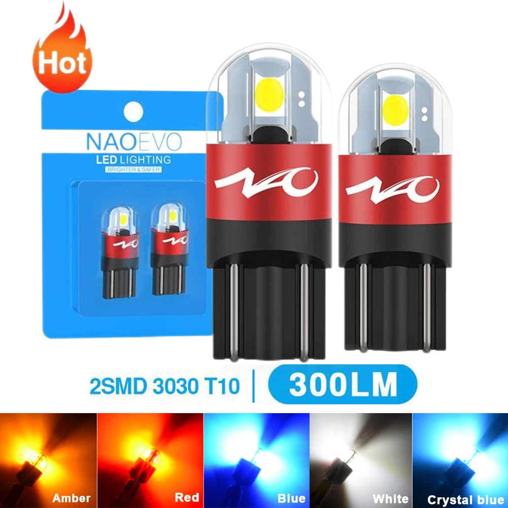 

T10 W5W Lights Car Signal Light LED Bulbs 3030 SMD 168 194 5W5 2 Pcs Car Bulb 12V 6000K White Amber Super Bright Reading Lamp