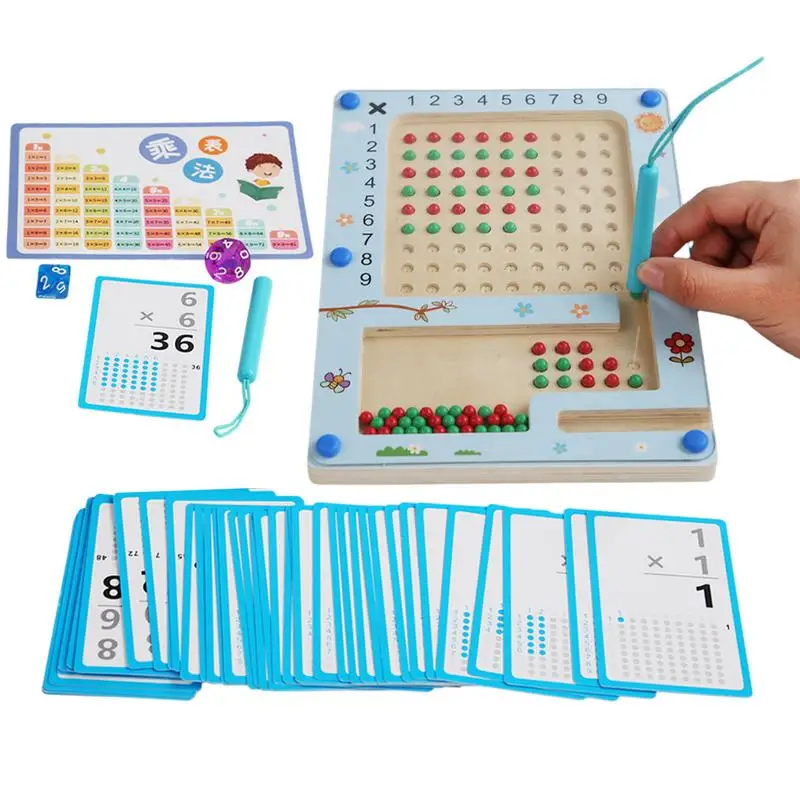 

Montessori Multiplication Board Fun Wooden Magnetic Multiplication Machine With Balls Pen Educational Learning Activity Board