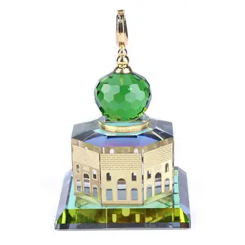Islamic Al-Aqsa Mosque Miniature Model - Crystal Gilded Home Office Decor Gift, Elegant Islamic Building Accessory