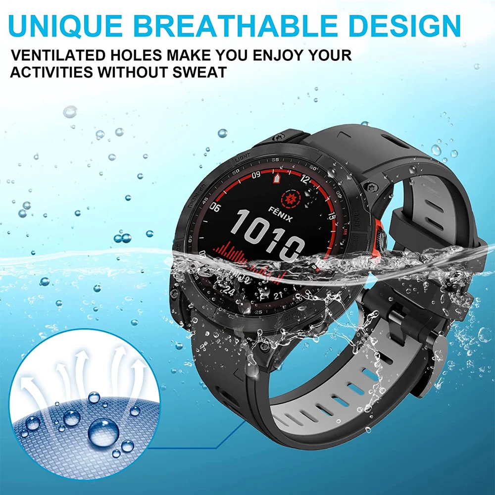 26 Cinturino Per Orologio In Silicone Da 22Mm Per Cinturino Garmin Fenix 7 7X/Fenix 6 6X Pro/Fenix 5 5X Plus/Fenix 3/Quatix 6/Tactix/Approach S62