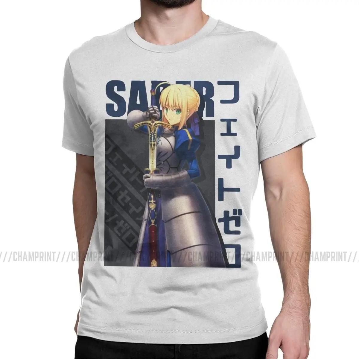 Men's Saber T Shirt Fate Stay Night Fgo Anime Cotton Clothes Funny