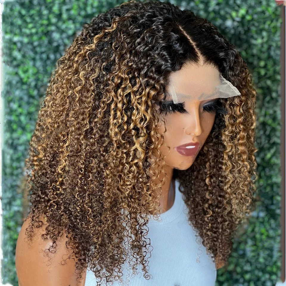 Parrucca Peruviana Per Capelli Umani Remy Marrone Miele Con Evidenziazione Riccia Crespa Al 250% Con Attaccatura Dei Capelli Naturale Parrucca Con Chi