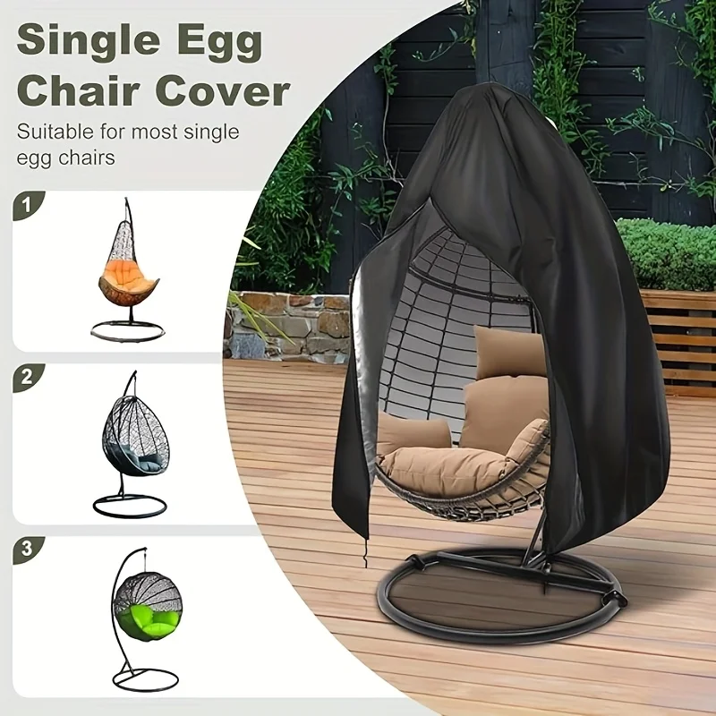 Zippered Windproof Egg Chair Cover, Outdoor Swing Seat Protector for Outdoor Rocking Chairs and Rattan Swing Chair Covers
