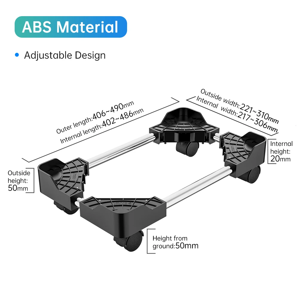 Soporte de plástico para ordenador de sobremesa con ruedas y ajuste de 80 a  250 mm - Hydrabazaar