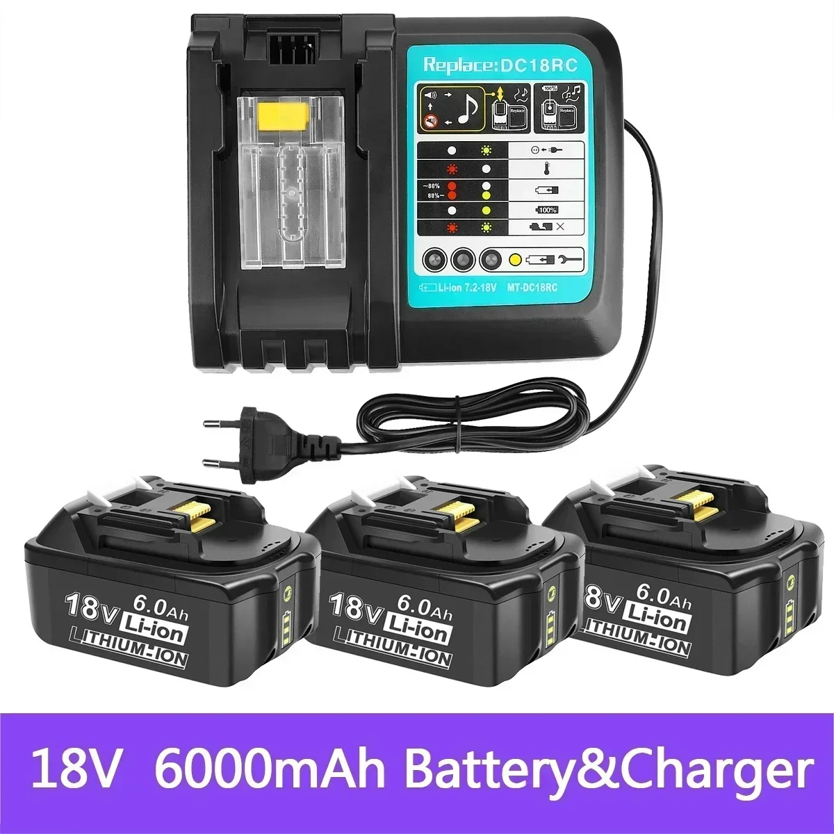 

Newest Version Makita BL1860 BL1880 18V 6000mAh Li-ion Cordless Power Tool Rechargeable Battery for Makita BL1830 BL1840 BL1850