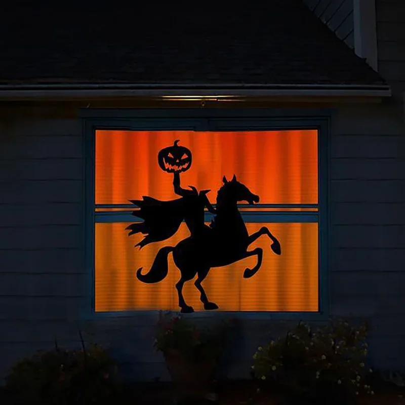 Halloween Door Window Decoration Sticker Scary Witch Ghost Horror Party Supplies Window Decoration Static PVC Wall Stickers