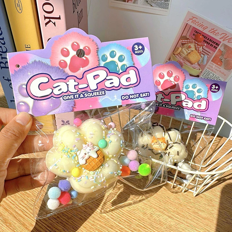 White Cream Cat Claw Series Squishy Fidget Toy Slow Rebound Stress Relief Toy Pinch Decompression Cat Paw Soft Squeeze Toy 4