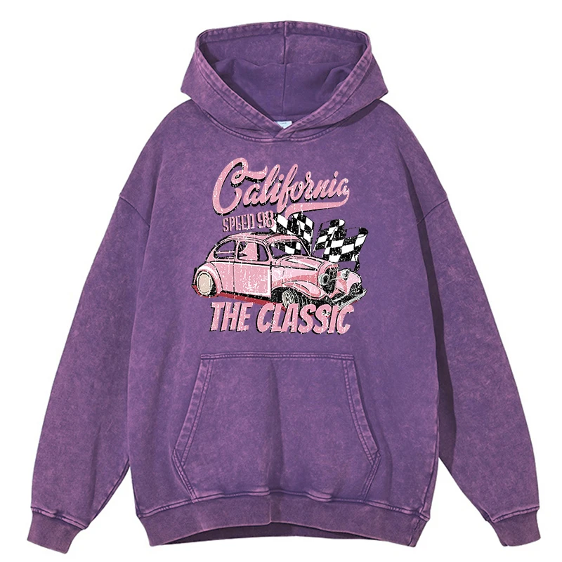 thumbnail image 1 of Sudadera con capucha clásica California Speed 98 con lavado desgastado retro para hombre, sudadera holgada 100 % algodón con capucha, sudadera informal de otoño, 1 of 4